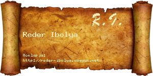 Reder Ibolya névjegykártya